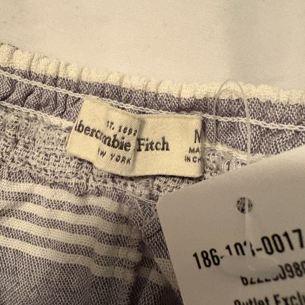 Abercrombie & Fitch Cotton & Linen  Chambray Striped Beach Shorts Medium  NWT - Picture 6 of 8